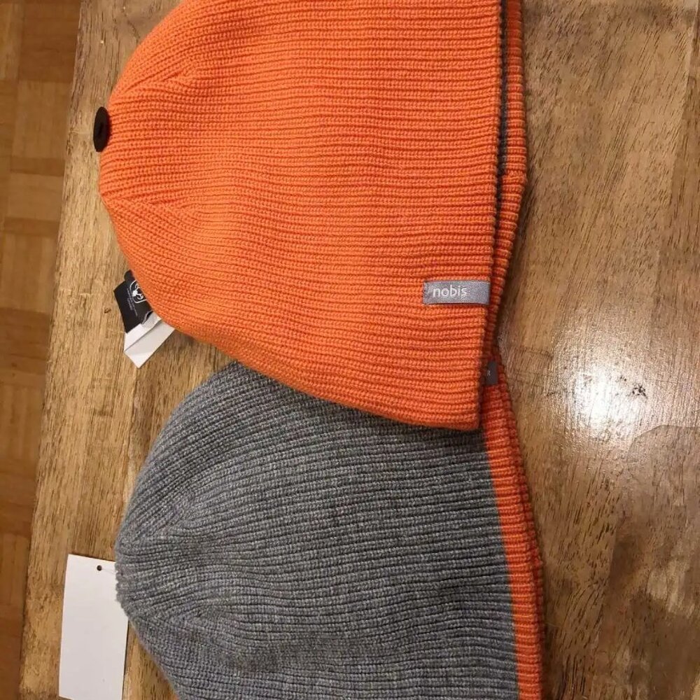 NEW Unisex Nobis Reversible Beanie Hat in Grey/Orange - Size 0/S